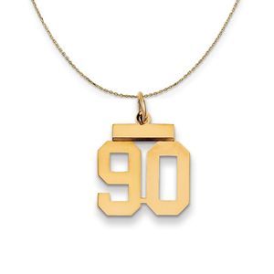 14k Yellow Gold, Athletic, Sm Polished Number 90 Necklace - 16 Inch